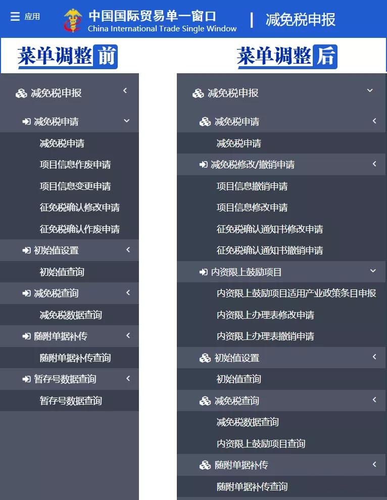 海关减免税申报系统更新，期间相关业务将受影响（附调整对比）.jpg